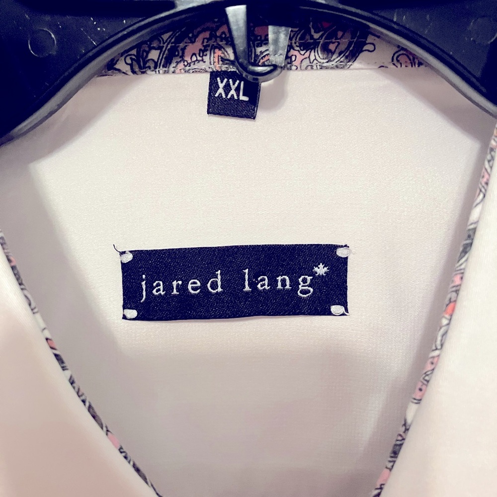 Jared Lang Collection LS button-down shirt pink navy paisley detailing XXL
